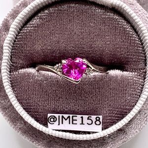 10K Pink Sapphire Diamond Heart Ring